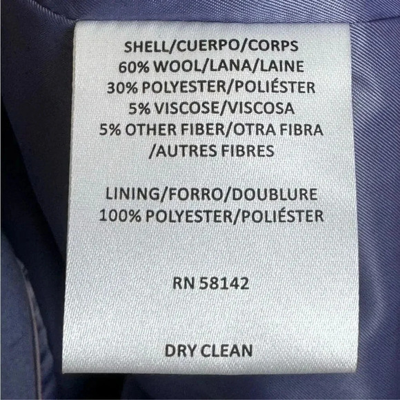 Gal Meets Glam Eloise Wool Blend Pea Coat XL Single Breasted French Blue Pockets - Picture 9 of 9